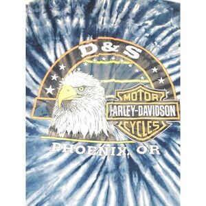 Vtg Harley Davidson Eagle Tie Dye‎ Tee Mens Size L Large Short Sleeve Motorcycle